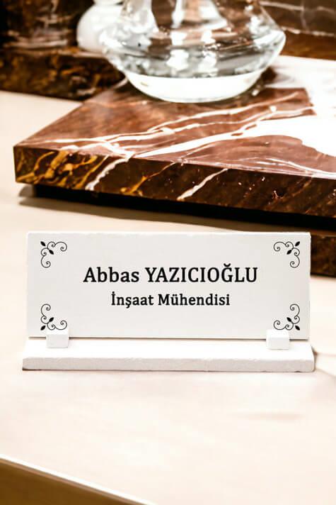 İsme Özel Ünvanlı Kişiye Özel Taş Masa İsimliği