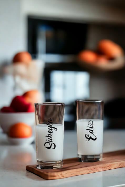Kişiye Özel İsim Yazılı İkili Rakı Bardağı
