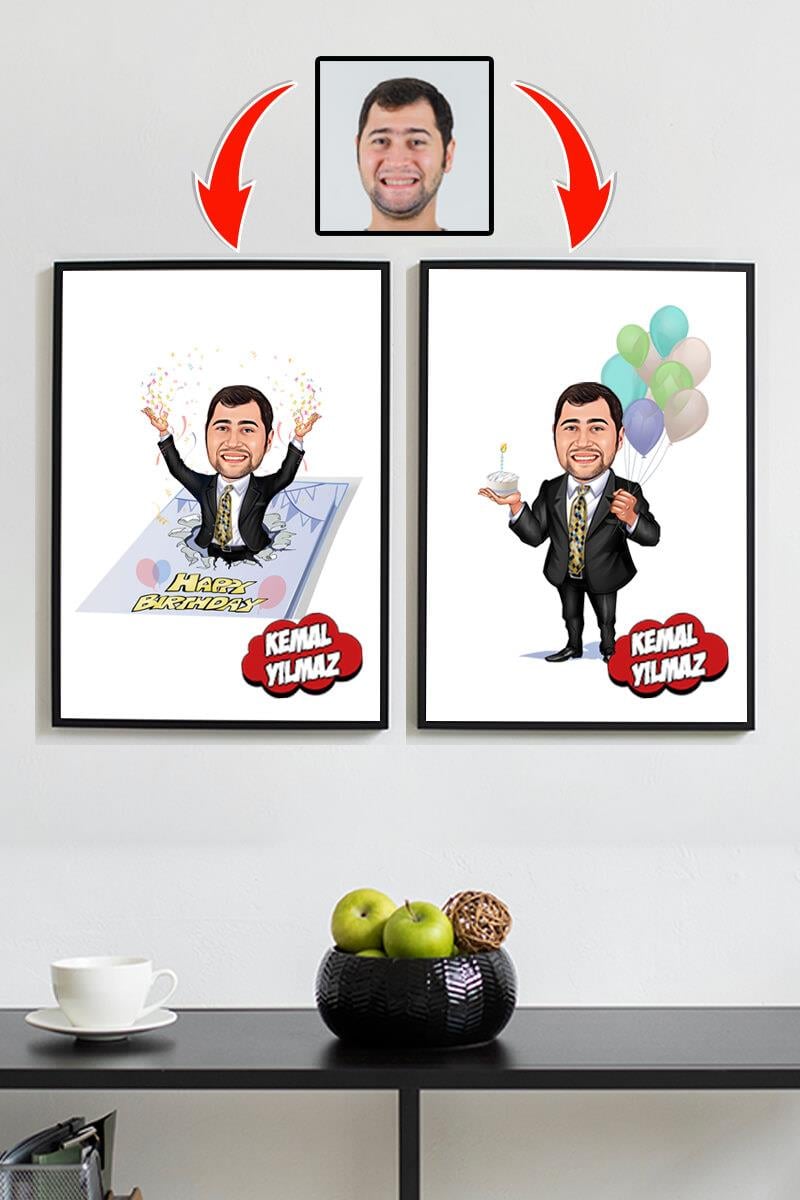 Erkek Arkadaşa Doğum Günü Hediyesi Karikatürlü Çerçeve