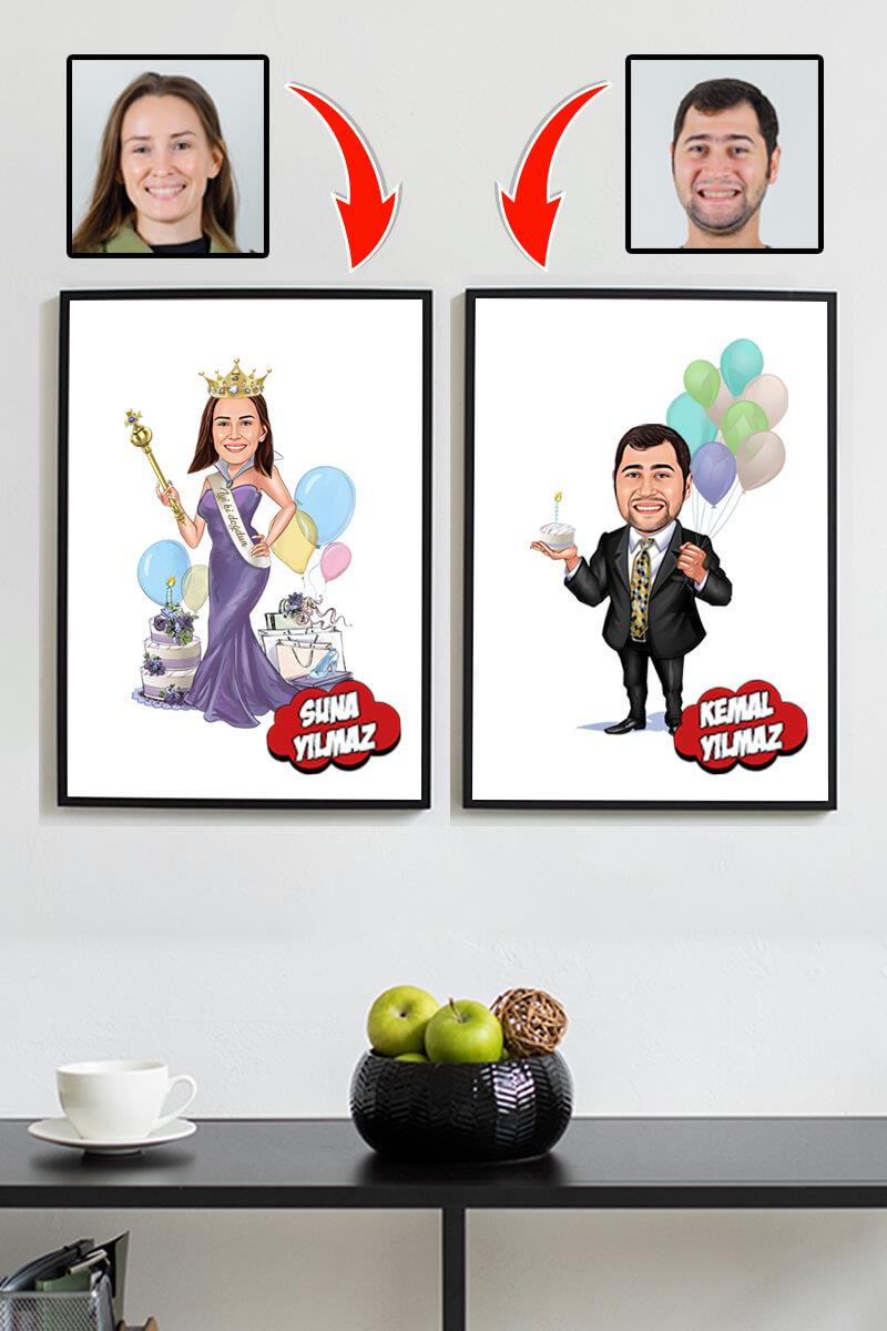 En Yakın Arkadaşa Doğum Günü Hediyesi Karikatürlü Çerçeve